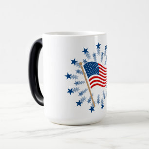 Caneca Mágica American Flag Starburst Fireworks 4 de julho