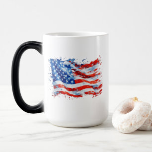 Caneca Mágica American Flag USA Watercolor 4 de julho