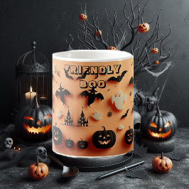 Caneca Mágica Amigo Boo Orange Halloween Fantasma Jack Black Bat