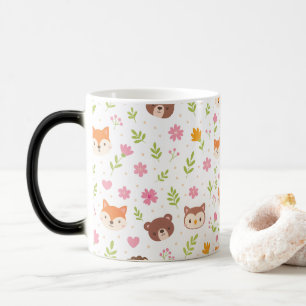 Caneca Mágica Amigos da Floresta & Flores Padrão Sem Costura   F