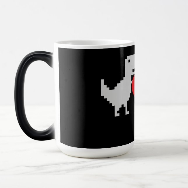 Caneca Mágica Amor de Dinossauro Pixelado – Presente de Chaveiro (Esquerda)