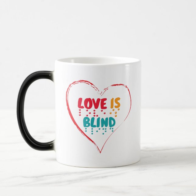Caneca Mágica Amor é Cego Braille Heart (Esquerda)