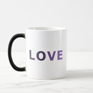 Caneca Mágica AMOR em Cor Pastel Lilás Roxo Ombre