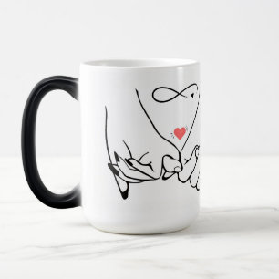 Caneca Mágica Amor para sempre – arte de linha de promessa de mi