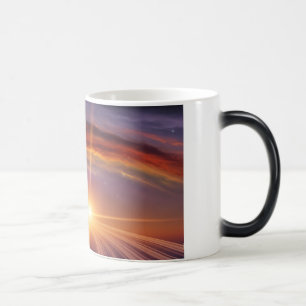 Caneca Mágica Anéis Planetas Arte Espacial Cósmica Sunset