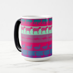 Caneca Mágica Animais Coloridos Retroativos Padrão Moderno de S