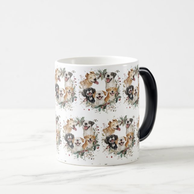 Caneca Mágica Animais Festivos na Arte da Fúria de Natal (Frente Esquerda)