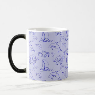 Caneca Mágica Animais marinhos e padrão de desenho de uma linha 