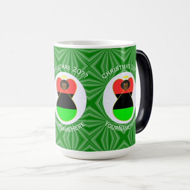 Caneca Mágica Anjo Natal Americano na Diáspora Africana (Frente Esquerda)
