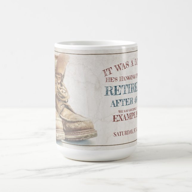Caneca Mágica Anúncio de aposentadoria com botas velhas V2.0 (Center)