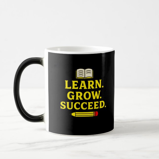 Caneca Mágica Aprenda. Cresça. Bem-sucedido. Motivação (Esquerda)
