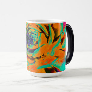 Caneca Mágica Aquamarino e Laranja Suculente Sedum Rosette