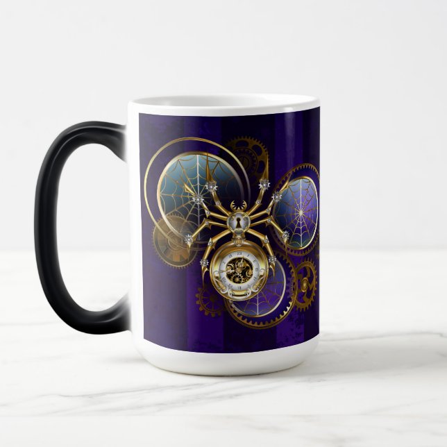Caneca Mágica Aranha Steampunk no fundo roxo (Esquerda)