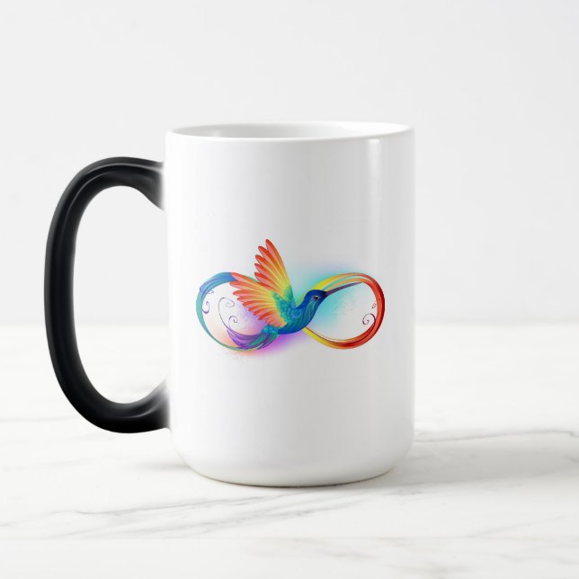 Caneca Mágica Arco-íris Hummingbird com símbolo Infinito (Esquerda)