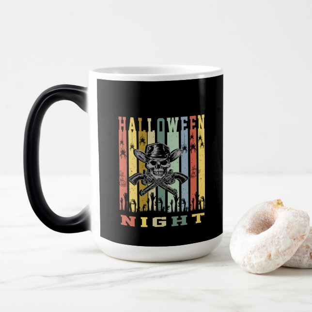 Caneca Mágica Arma Caveira, Noite de Halloween (Com Donut)