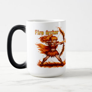 Caneca Mágica Arqueiro de Fogo Arte Pixel RPG Fantasia Guerreiro