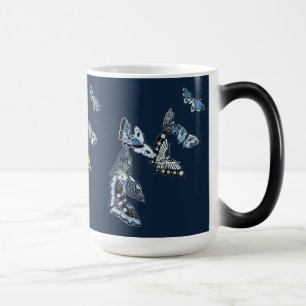 Caneca Mágica Arte Artística Japonesa Vintage Borboleta Azul Br
