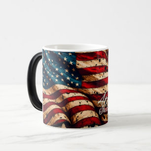 Caneca Mágica Arte da Bandeira Americana Vintage para 4 de Julho