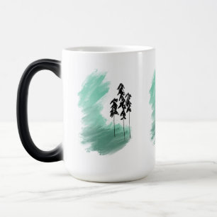 Caneca Mágica arte de árvore verde escandinava simples moderno m