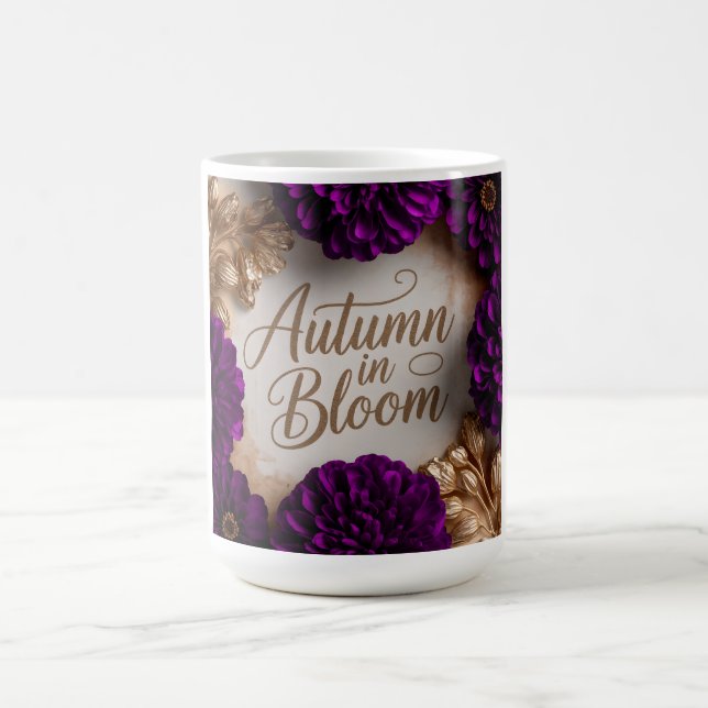 Caneca Mágica Arte de Flat Lay Floral Roxo com Letra em Script p (Center)