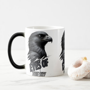 Caneca Mágica Arte de Linha de Águia de Cinza Negra