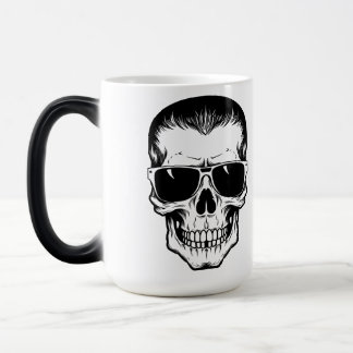 Caneca Mágica Arte de Tatuagem Flash Caveira de Óculos de Sol