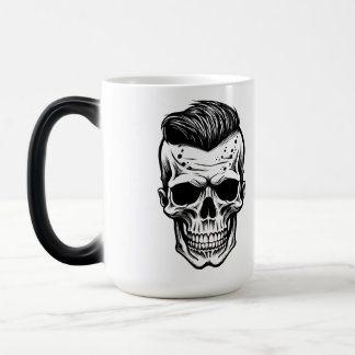 Caneca Mágica Arte de Tatuagem Flash Caveira Mohawk