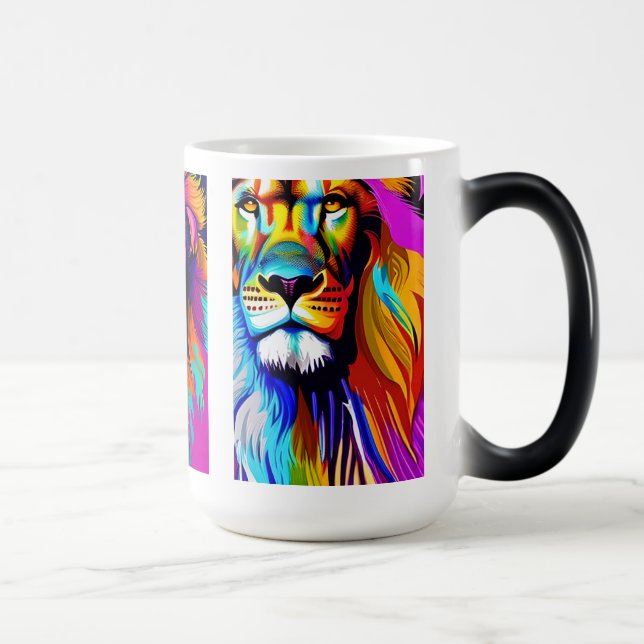 Caneca Mágica Arte Digital de Leões Coloridos (Direita)