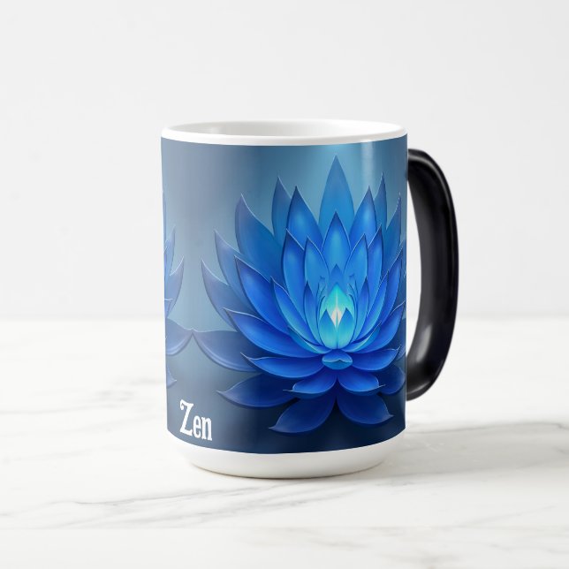 Caneca Mágica Arte Espiritual Zen Azul Flor (Frente Esquerda)
