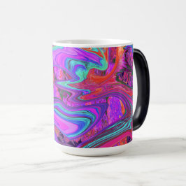 Caneca Mágica Arte líquida Abstrato cor-de-rosa, azul e laranja