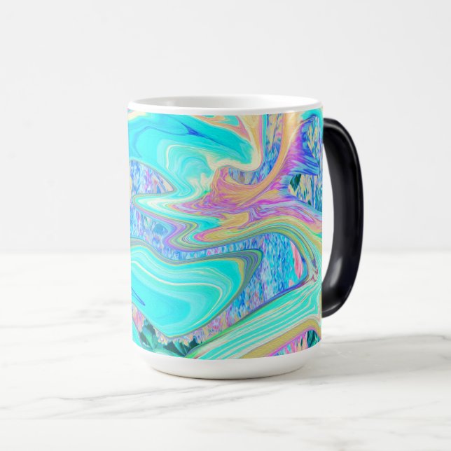 Caneca Mágica Arte Líquida Azul-Aqua Retroativa em Hydrangeas Ab (Frente Esquerda)