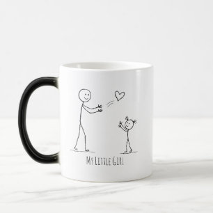 Caneca Mágica Arte Minimalista de Figuras de Palito de Mãe e Fil