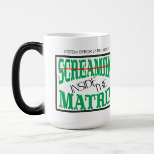 Caneca Mágica Arte tipográfica cyberpunk de glitch gritando por