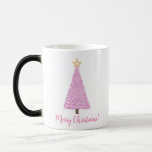 Caneca Mágica Árvore de natal rosa com estrela