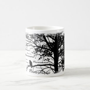 Caneca Mágica Árvore preta & do branco nunca mais do corvo da