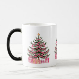 Caneca Mágica Árvores de natal rosa