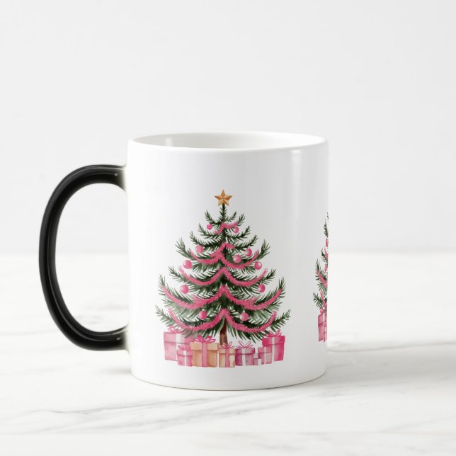 Caneca Mágica Árvores de natal rosa (Esquerda)