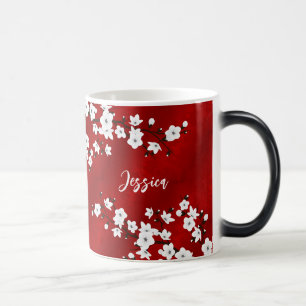Caneca Mágica Asia Floral White Cherry Blossom Red Monograma