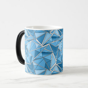 Caneca Mágica Azul celeste e padrão de formas geométricas azuis