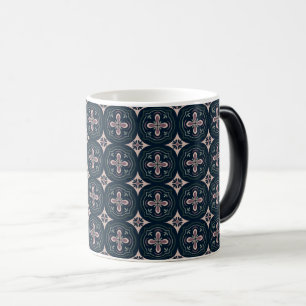 Caneca Mágica azulejos geométricos florais de cores terrosas