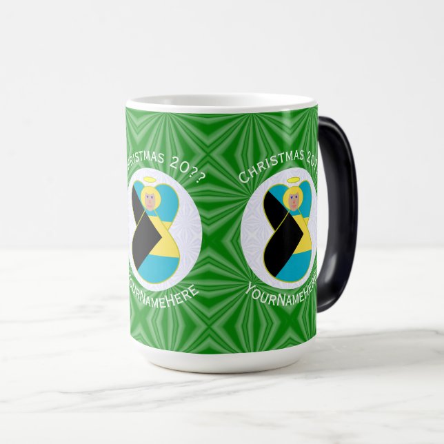 Caneca Mágica Bahaman Flag Blonde Angel Christmas Personalizado (Frente Esquerda)