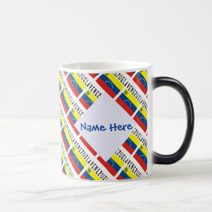 Caneca Mágica Bandeira da Venezuela Tiled Azul Personalizado
