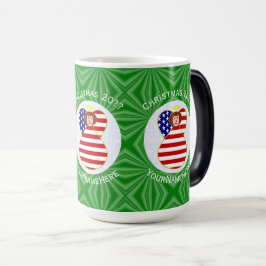 Caneca Mágica Bandeira de Natal do Anjo de Cabelo Vermelho dos E
