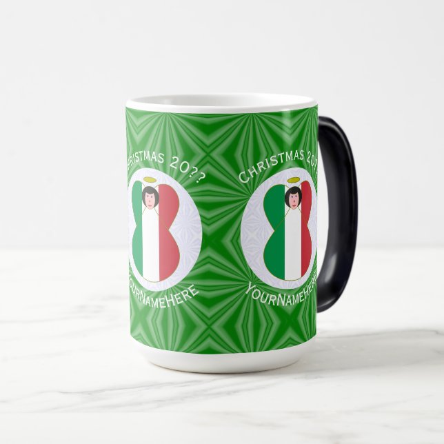 Caneca Mágica Bandeira de Natal do Anjo Italiano Personalizada (Frente Esquerda)