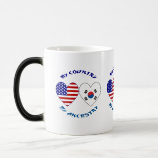 Caneca Mágica Bandeira do Coração da Coreia do Sul EUA Patrimôni