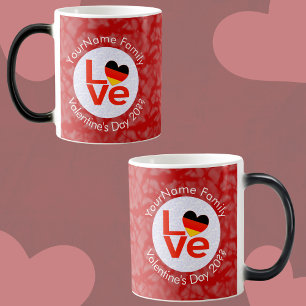 Caneca Mágica Bandeira do Coração do Amor Vermelho Alemão Deutsc