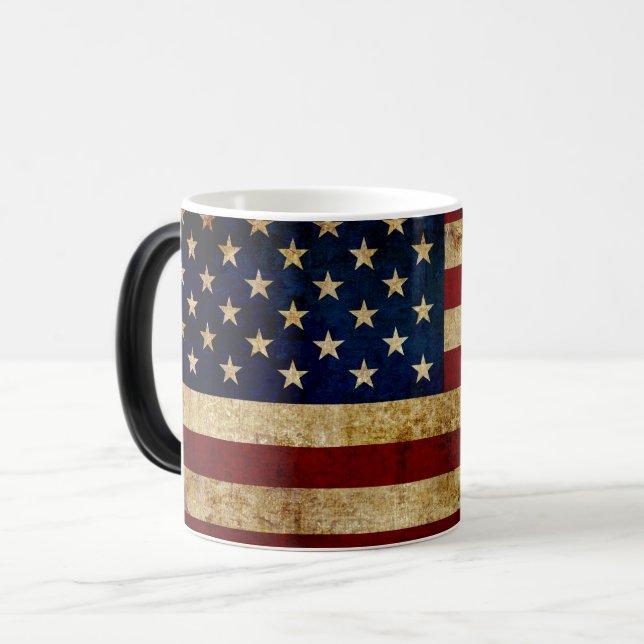 Caneca Mágica Bandeira dos EUA / Grunged (Frente Esquerda)
