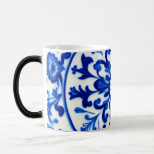 Caneca Mágica Bebê Pastel Azul e Branco Floral Francês Chique