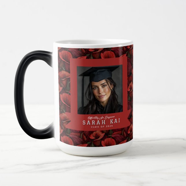 Caneca Mágica Belas Flores de Lírio para Presente de Graduado (Esquerda)