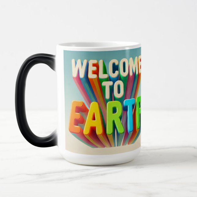 Caneca Mágica "Bem-vindo à Copa da Terra - Estilo Planetário" (Esquerda)